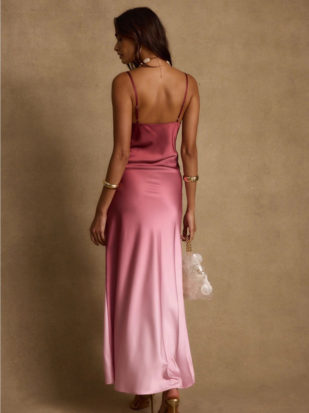 12th Tribe Mirabella Ombre Slip Maxi Dress in Brown - Picture 2 of 5